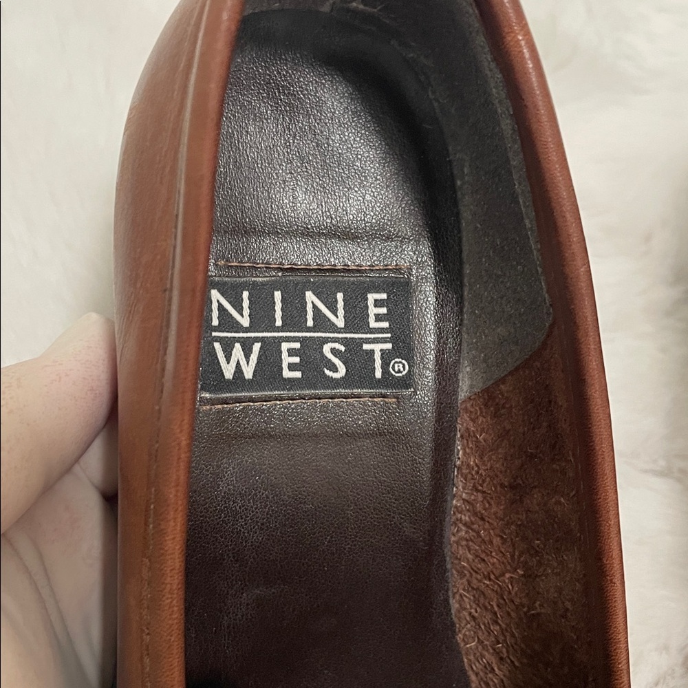 Vintage 90s Nine West Jenkins Brown Leather Chunky Heel Shoes Size 6M - Picture 11 of 14
